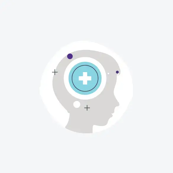 A person's head with a cross in it.