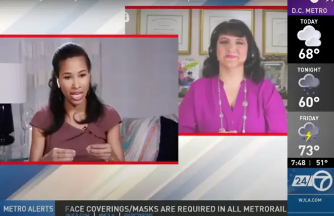 Two women are discussing current events in a media broadcast.