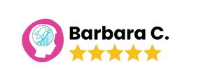 A logo incorporating client testimonials using five stars in the shape of a brain.