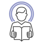 An icon of a man calmly reading a book.