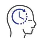 A man's head with a CALM clock in it.