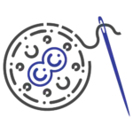 A knitting needle and a crochet hook on a black background create a calming atmosphere.