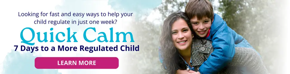 "Dr. Roseann Capanna-Hodge promoting the Quick Calm Program, with calming visuals such as soft colors, a peaceful background, and text highlighting tools and techniques for reducing stress and anxiety in children and families."