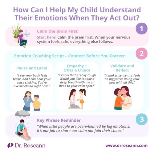 Parenting guide to help children recognize impact of behavior and manage emotions