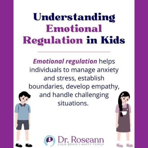 Illustration explaining emotional regulation activities that help kids manage anxiety, stress, and develop empathy.